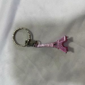 Pink Eiffel Tower keychain charm